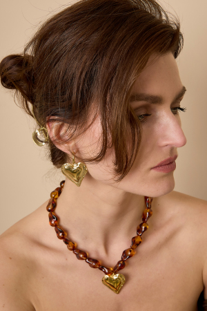 Boucles D'Oreilles Avec Un Grand Cœur Pendant h5 Image3