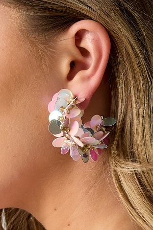 Boucles D'Oreilles Créoles En Sequins Et Perles h5 Image7