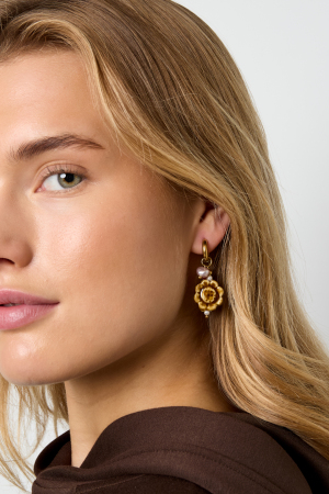 Boucles D'Oreilles Pendantes En Acier Inoxydable, Série Fleur, Décontractée, Simple Et Quotidienne, Bijoux Pour Femmes h5 Image2