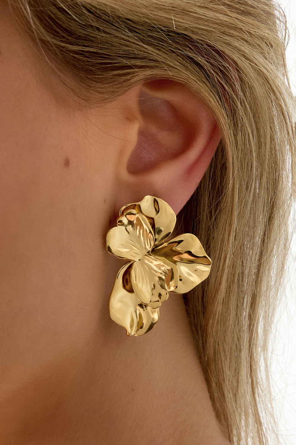 Boucles D'Oreilles Pendantes En Forme De Demi-Fleur Image3