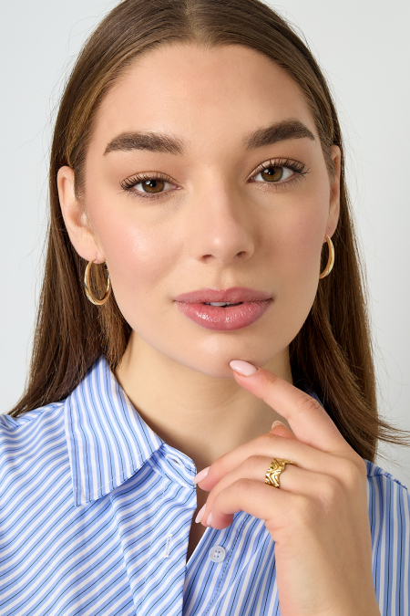 Boucles d'oreilles créoles en acier inoxydable, style décontracté et simple, collection femme 2