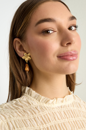 Boucles D'Oreilles Fleuries Avec Perles Organiques h5 Image2