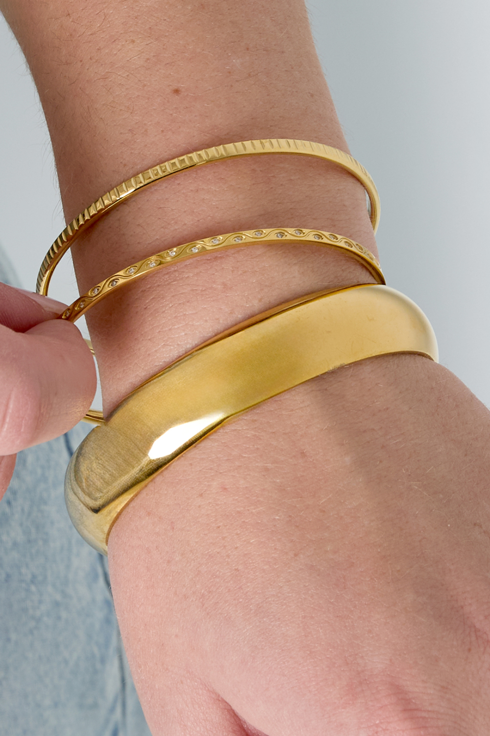 Bracelets En Acier Inoxydable, Série Géométrique Décontractée Et Simple Pour Femmes h5Image3