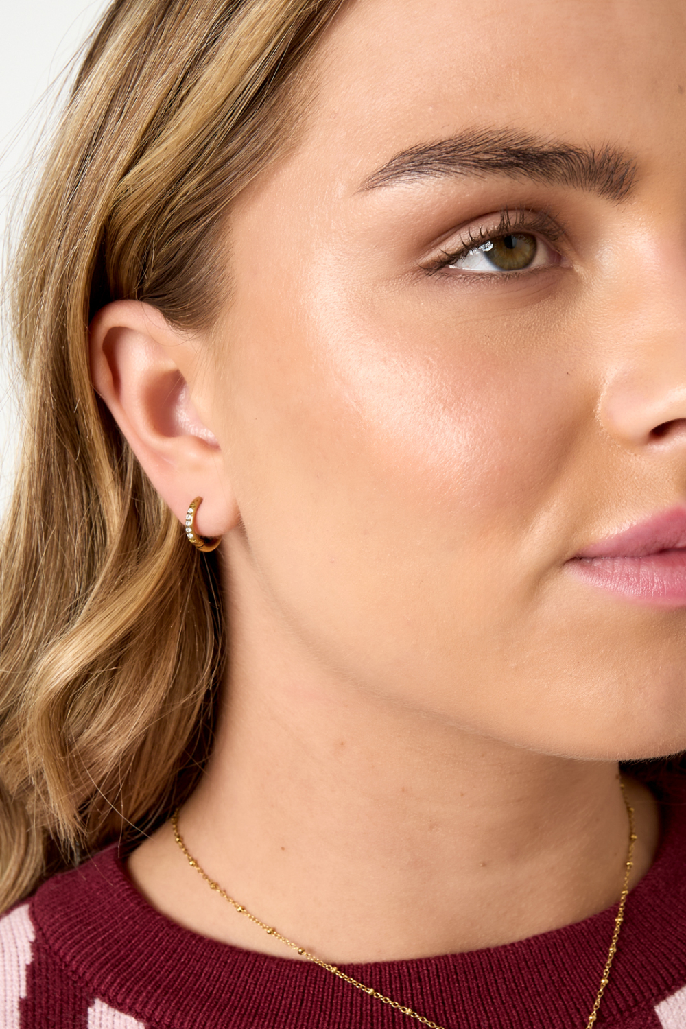 Petites Boucles D'oreilles Avec Pierres - Doré h5Image3
