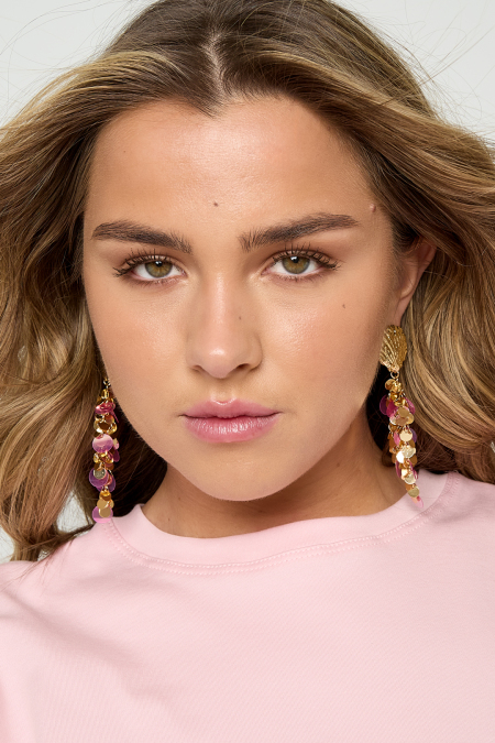 Boucles d'oreilles coquillage avec paillettes pendantes 2