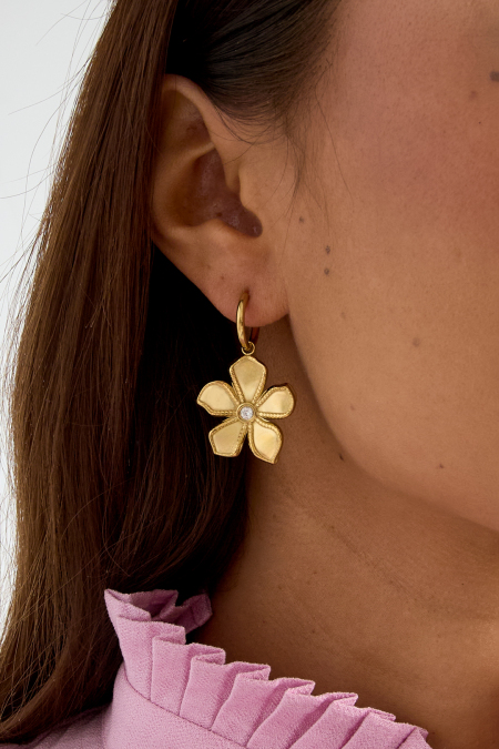 Boucles d'oreilles pendantes en acier inoxydable, motif floral, collection Daily Simple, bijoux pour femmes 2
