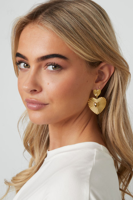 Boucles d'oreilles pendantes en acier inoxydable, style cœur, décontractées, simples et quotidiennes, bijoux pour femmes 2