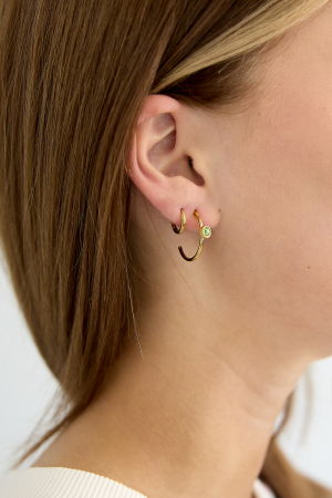Boucles D'Oreilles Créoles Avec Pierre Ronde h5 Image3
