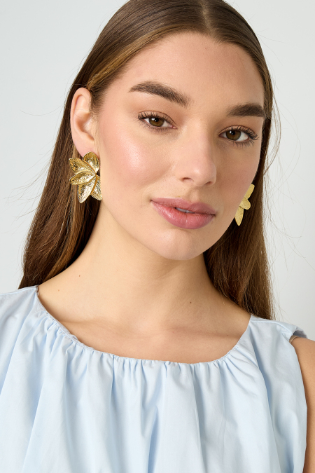Boucles d'oreilles puces en acier inoxydable, style feuille, collection décontractée et simple pour femmes 2