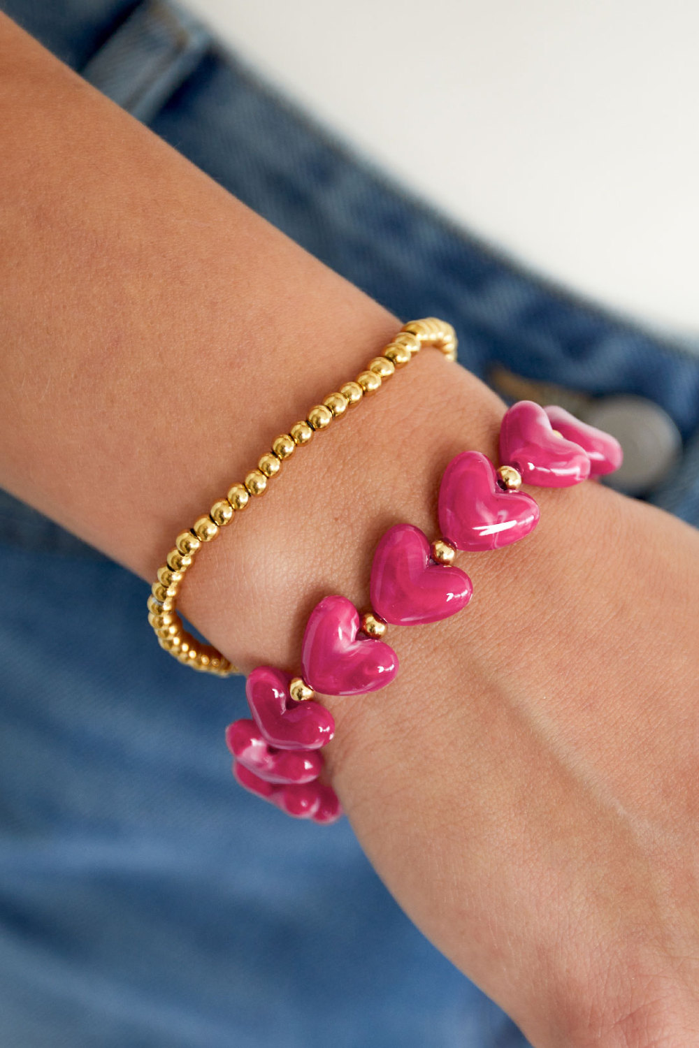 Bracelet Élastique En Perles En Forme De Cœur Image3