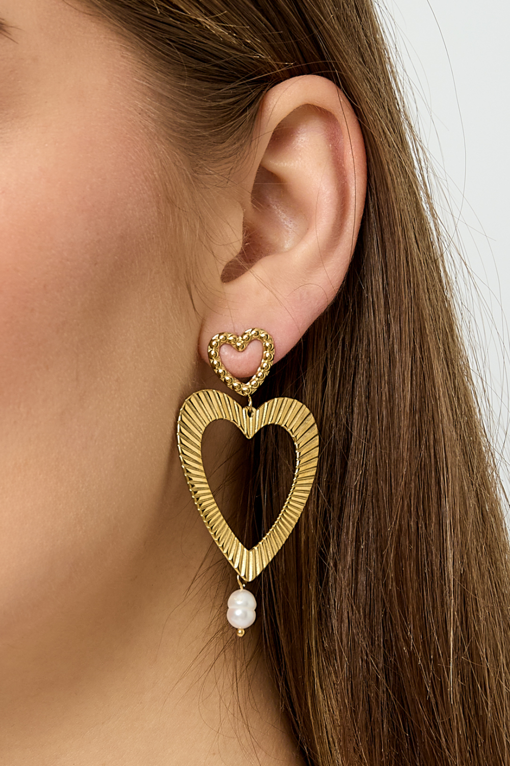 Boucles D'Oreilles Pendantes En Acier Inoxydable En Forme De Cœur, Collection Décontractée Et Simple Pour Femmes h5Image3
