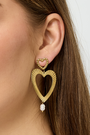 Boucles D'Oreilles Pendantes En Acier Inoxydable En Forme De Cœur, Collection Décontractée Et Simple Pour Femmes h5 Image3