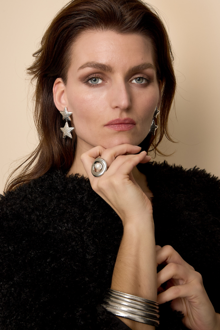 Boucles d'oreilles pendantes en acier inoxydable, collection Étoile, style décontracté et simple pour femmes 2