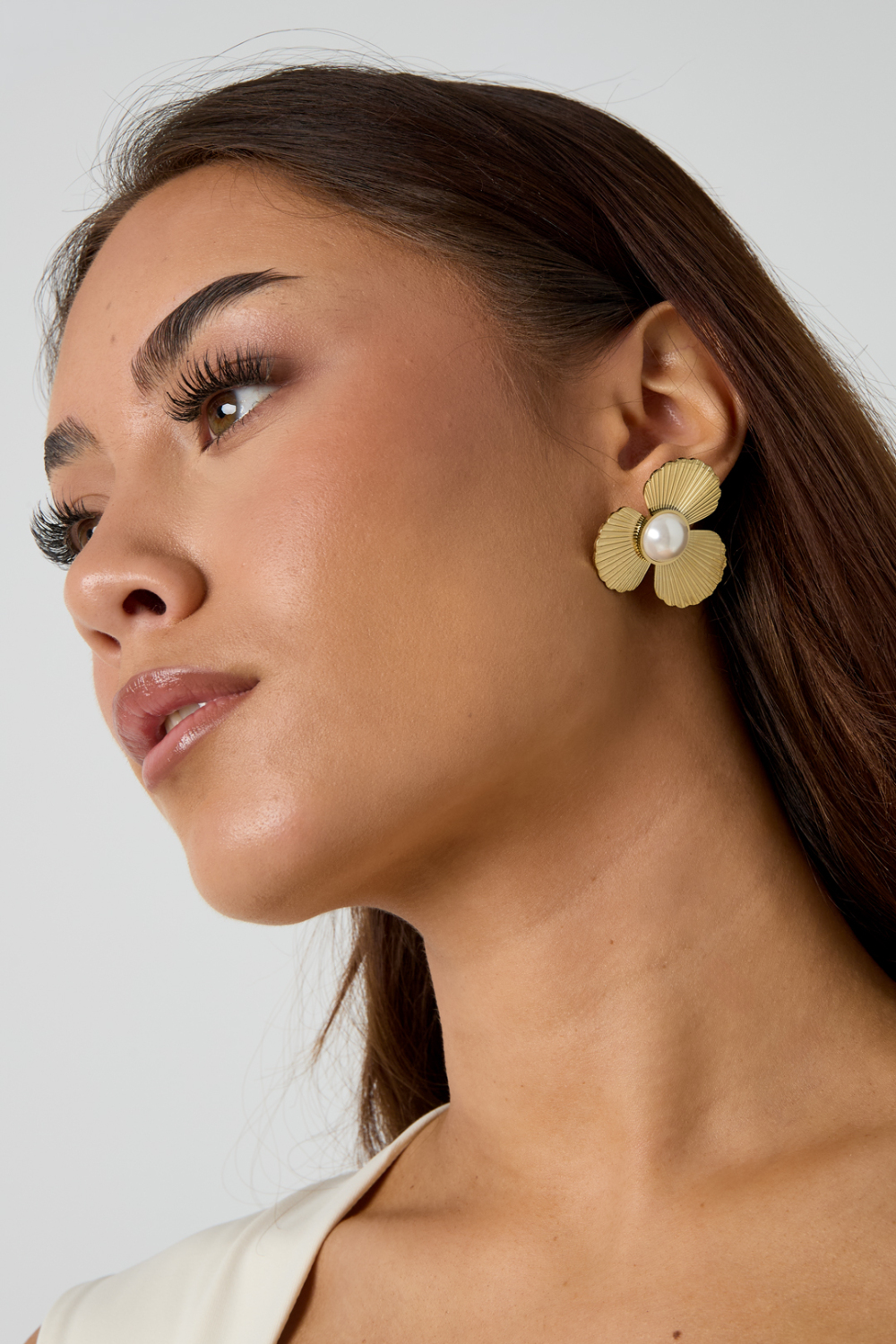 Boucles D'oreilles Fleur Avec Perle h5Image2