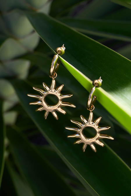 Boucles d'oreilles pendantes en acier inoxydable, collection soleil, style décontracté et simple pour femmes 2