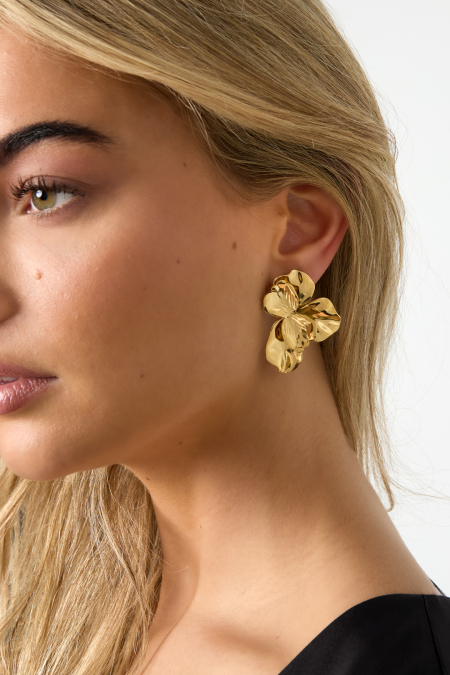 Boucles d'oreilles pendantes en forme de demi-fleur 2