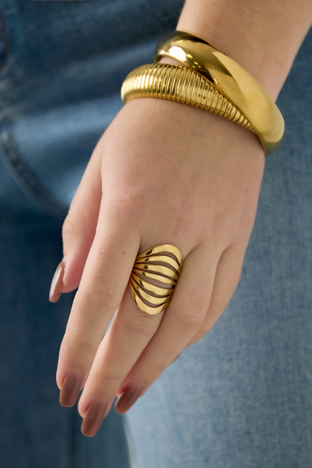 Bagues de déclaration en acier inoxydable, lignes décontractées, simples et quotidiennes, bijoux pour femmes 2