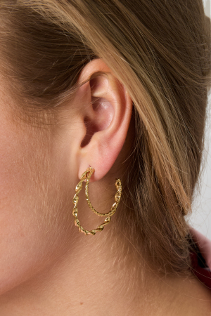 Boucles D'Oreilles Doubles Créoles À Effet Torsadé h5 Image3