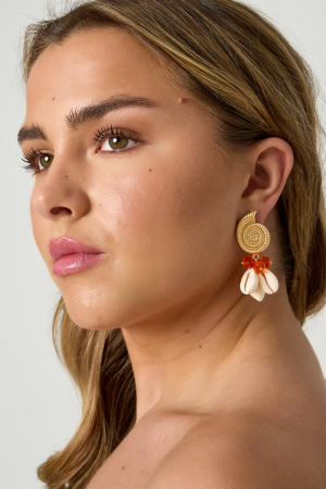 Boucles D'Oreilles Avec Pendentifs En Forme De Coquillage Et Perles h5 Image4