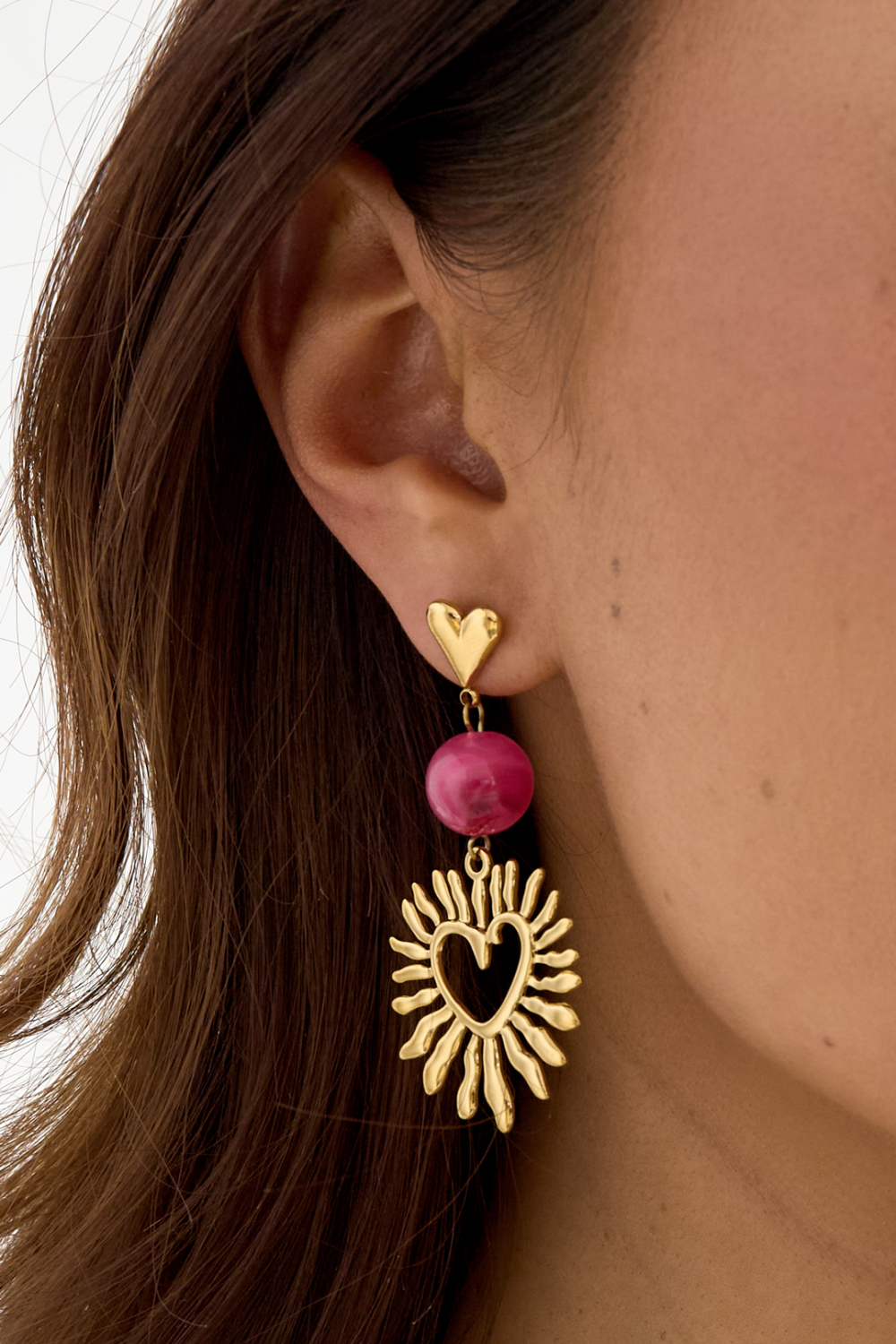 Boucles D'Oreilles En Forme De Cœur Avec Perle Décorative Image3