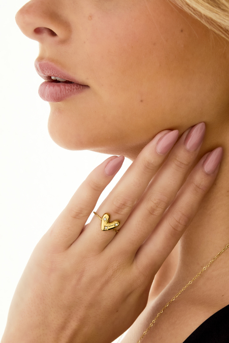 Bague Ajustable Avec Cœur Décoré 2