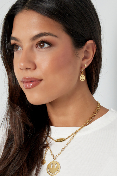 Boucles d'oreilles be happy smiley - doré 2