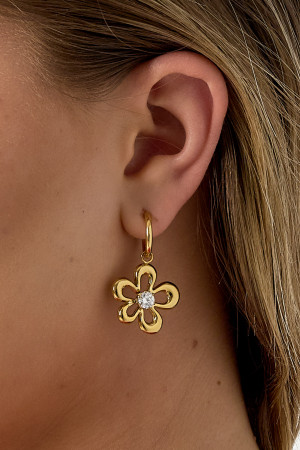 Boucles D'Oreilles Ornées De Fleurs En Forme De Corail Et De Pierres. h5 Image3