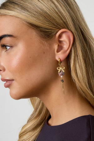 Boucles D'Oreilles Pendantes En Acier Inoxydable, Série Fleur, Décontractée, Simple Et Quotidienne, Bijoux Pour Femmes h5 Image2