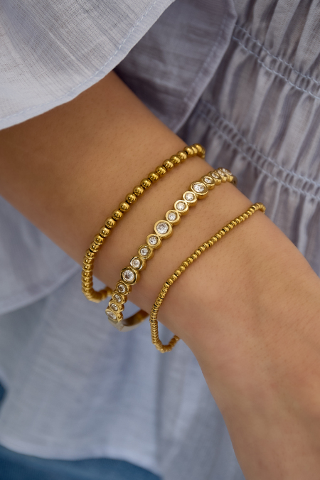 Bracelet jonc orné de pierres rondes 2
