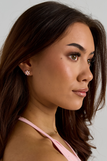 Boucles d'oreilles avec fleur en zircon 2