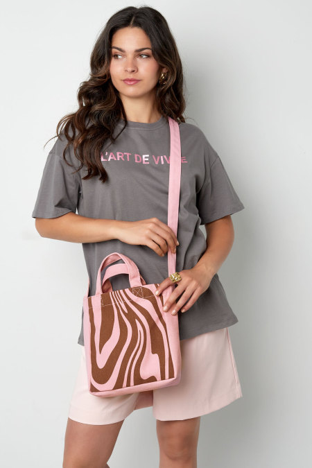 Petit sac en toile zèbre - rose marron 2