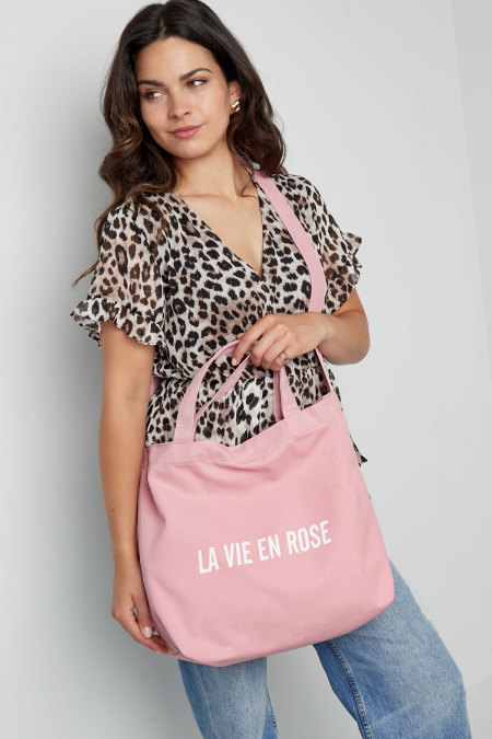 Cabas en toile la vie en rose 2