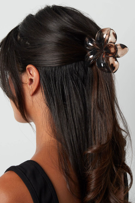 Pince à cheveux à motif de fleurs hawaïennes - Marron 2
