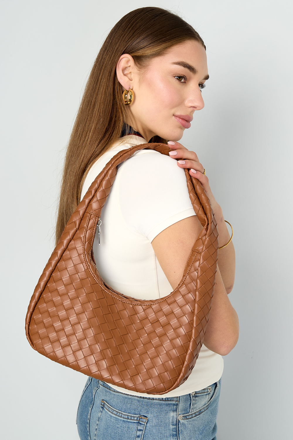 Sacs Bandoulière Couleur Unie, Style Décontracté, En Pu, Accessoires Du Quotidien h5Image2