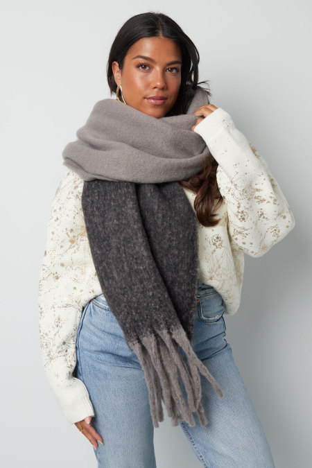 Écharpe d'hiver polaire en peluche - noir gris