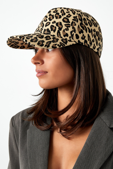 Casquette à imprimé léopard - marron 2