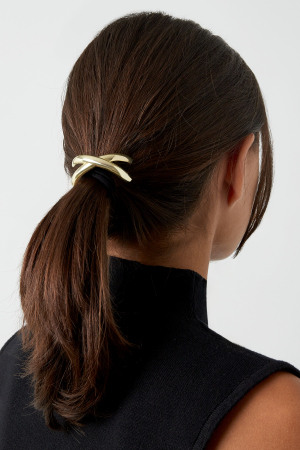 Élastique À Cheveux Croisé Chic - Doré h5 Image2
