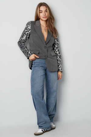 Ensemble De Costume Femme En Polyester Blazer À Manches Imprimé Léopard Paillettes h5 Image2