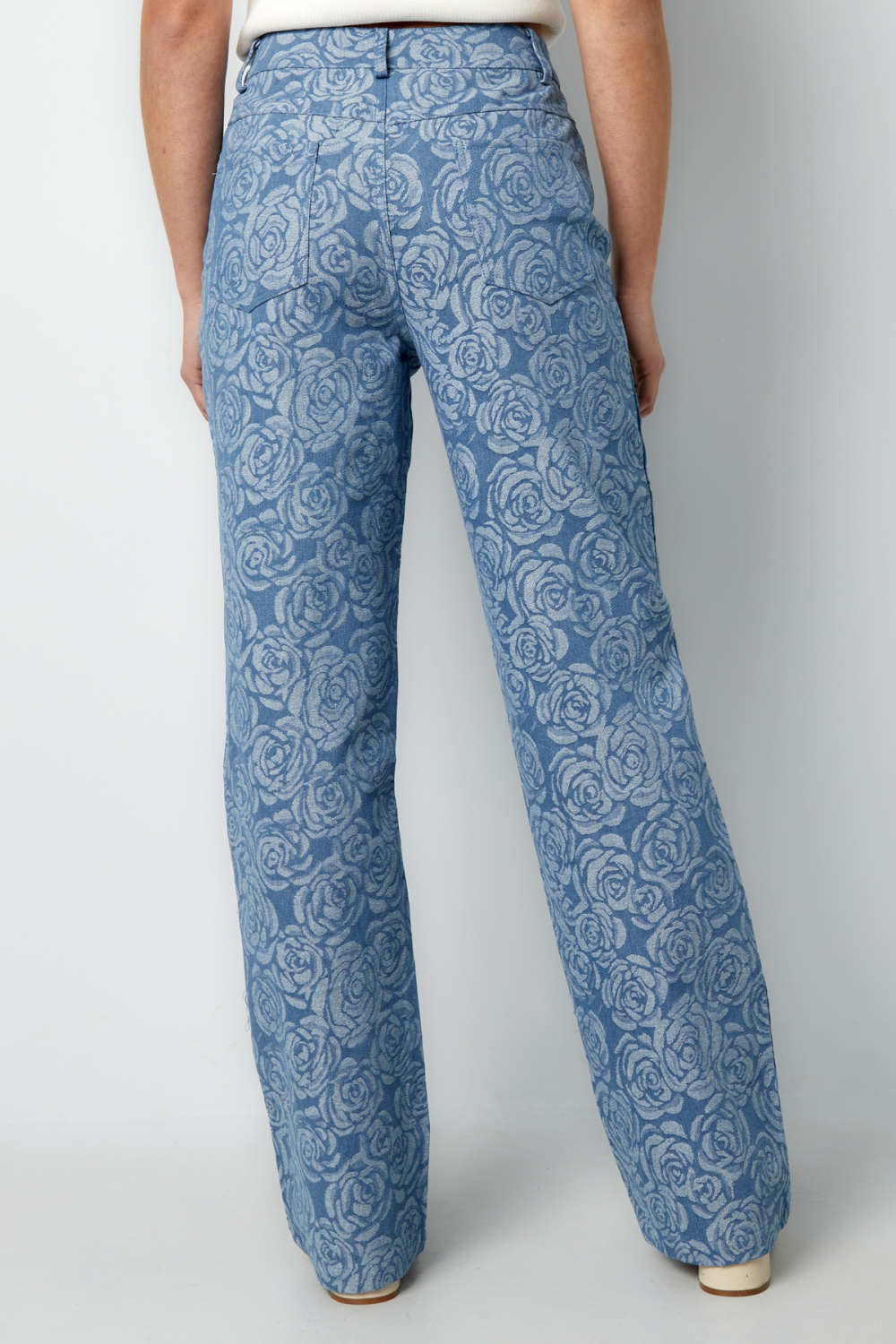 Coton Tissé Pantalon Droit Femme Casual Imprimé Fleur Image4