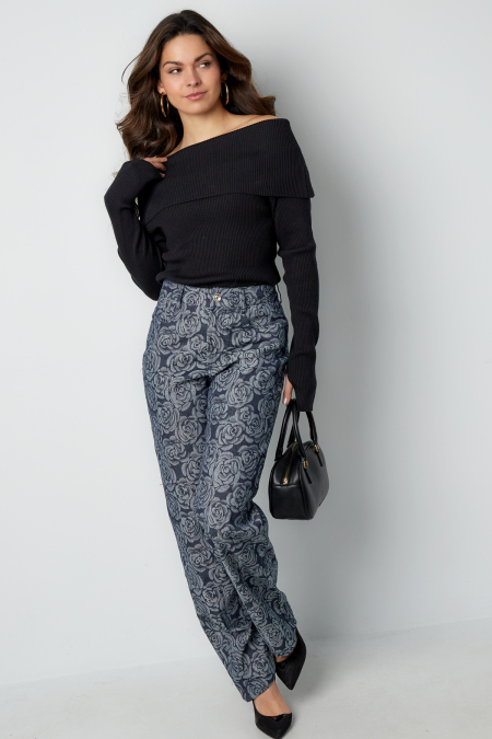 Coton Tissé Pantalon Droit Femme Casual Imprimé Fleur