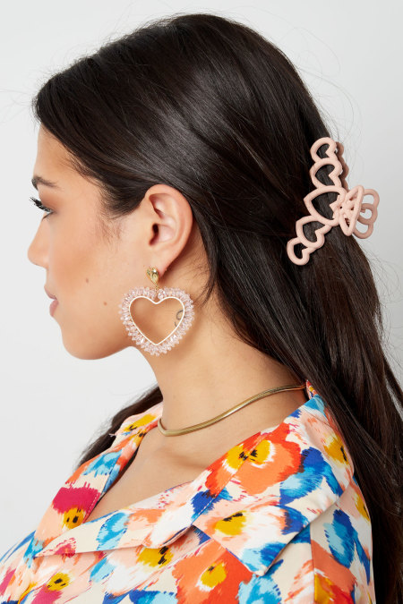 Barrette coeurs - crème Plastique 2