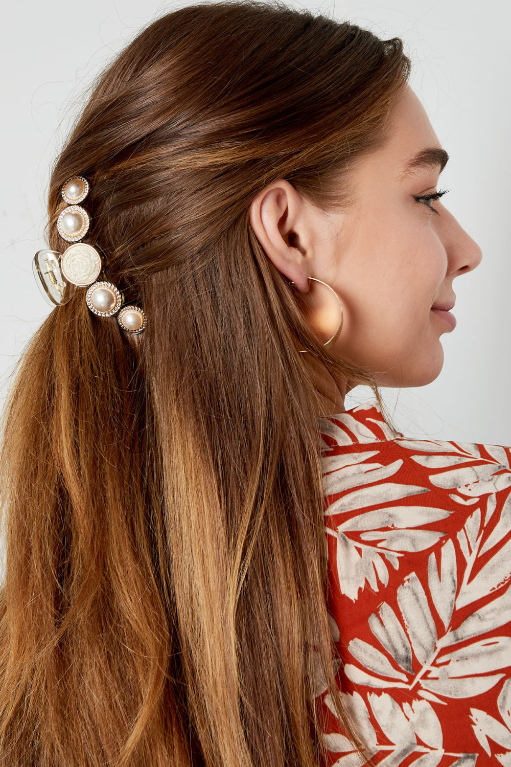 Barrette À Cheveux Perles Avec Rose Image2