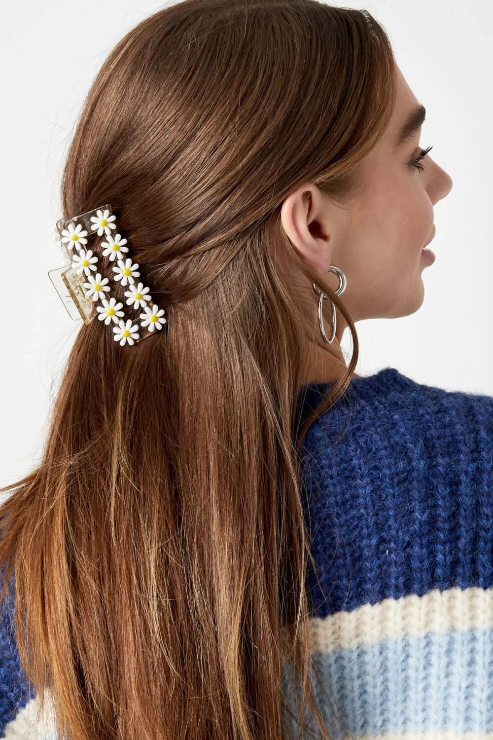 Barrette À Cheveux Basique À Fleurs Blanches h5Image2
