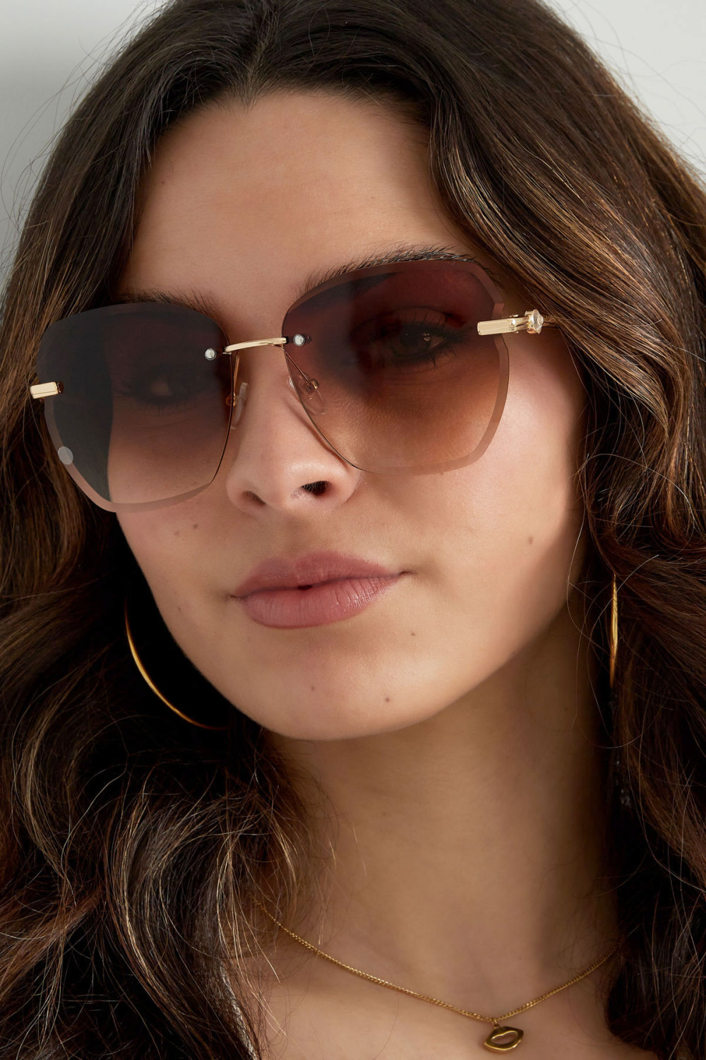 Lunettes De Soleil Tendance En Métal Doré - Marron Image4