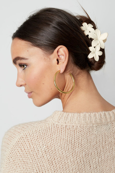 barrette à cheveux grandes fleurs - rose barbe à papa 2
