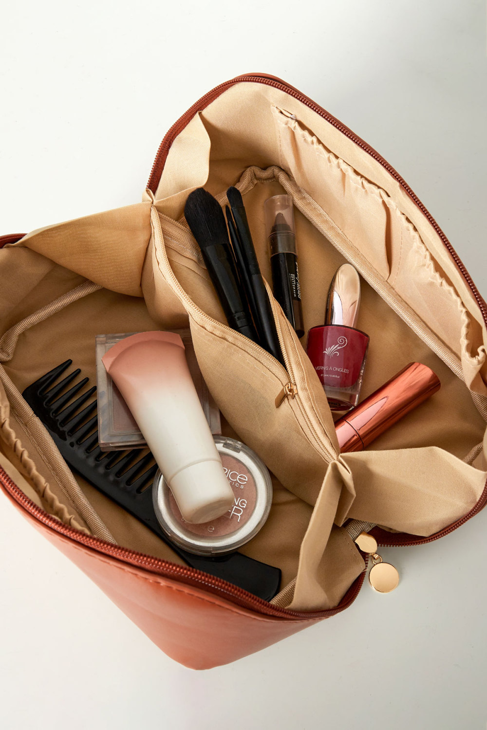 Trousse De Maquillage Basique En Cuir Pu - Grande h5Image2
