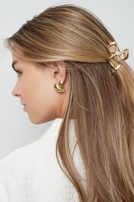 Noeud avec barrette à cheveux en perles - doré  2