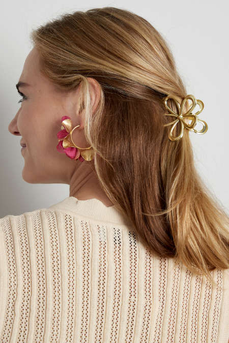 Barrette à cheveux flower power - doré 2