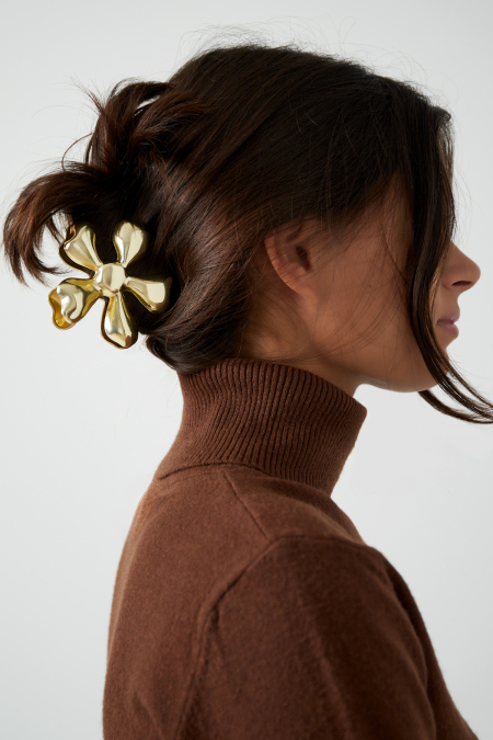 Pince à cheveux fleurs sauvages - doré 2