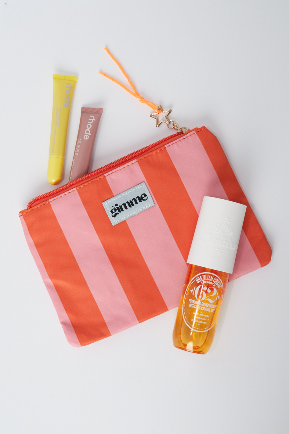 Trousse De Toilette Plate Grande Rayure - Rose Orangé h5Image2